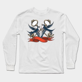 Swallows with Keys and Ribbon Long Sleeve T-Shirt